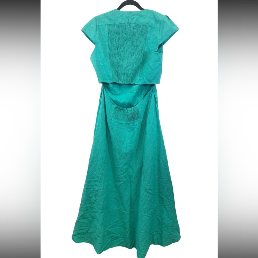 ME+EM NWOT Cotton Pop Woven Floral Jacquard Maxi Cut Out Dress Menthol green 12 - Picture 8 of 13